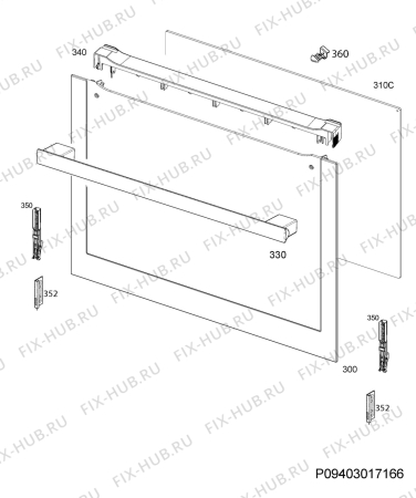 Взрыв-схема плиты (духовки) Electrolux EKI55550OW - Схема узла Door